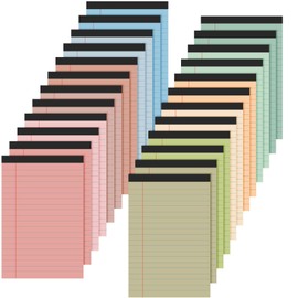Lincia 24 Pcs 5" x 8" Colored Note Pads Small Legal Pads Narrow Ruled Writing Notepads 50 Sheets Per Micro Paper Notebook Lined and Perforated for College Office Supplies (Earthy Colors)
