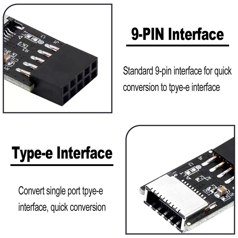 Zhowyeemeng 9PIN to Type-E Adapter, Female 9-Pin Motherboard Header to