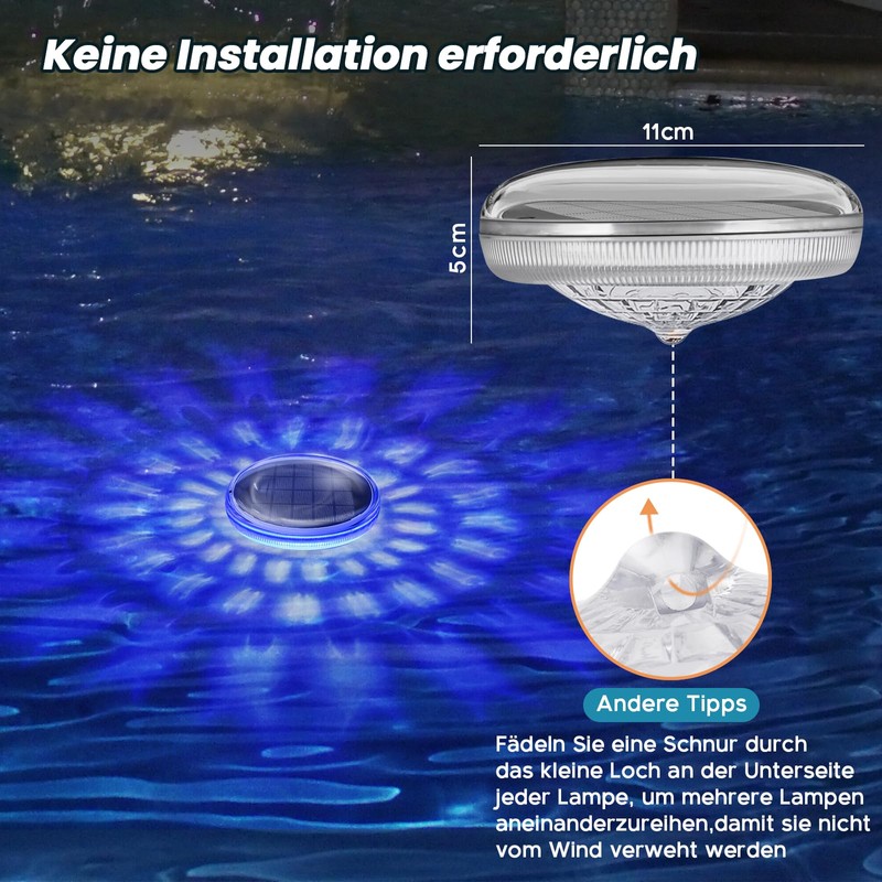 Pool Lighting Underwater Solar, Pack of 2 Floating Pool Lighting