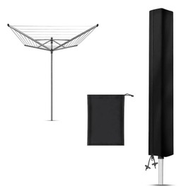 Rotary Washing Line Cover for Brabantia, Extra Large Rotary Line Cover for Rotary Airer Cover, 420D Oxford Waterproof Weatherproof Whirlygig Cover for Clothes Airer 4 arms(180x16x16cm)