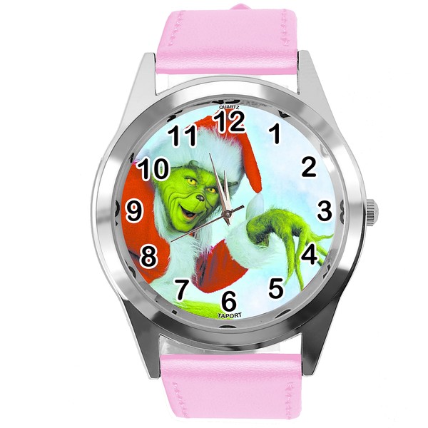 TAPORT® Baby Pink Leather Round Quartz Watch for Christmas Fans