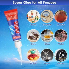 24 Pcs Super Glue, 3 Gram Multipack Mini Super Strong Glue Quick Dry Clear All Purpose Repair Glue for Plastic Wood Metal Glass Fabric Rubber Leather Shoes Ceramic Jewelry Repair DIY Crafts