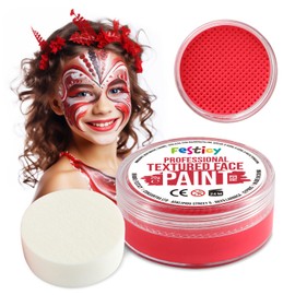 Festicy Professional Theatre Make-Up Red, 20 g, Includes Sponge, EN 71-3 & Reach Certified, Ideal as Make-Up Fancy Dress and Carnival, For min. 30 Faces, Children's Make-Up, Safe and Skin-Friendly