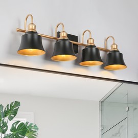 KSANA Modern Bathroom Light Fixtures, Large 31" Black Vanity Lights Over Mirror 4 Light Farmhouse Bathroom Vanity Lighting for Bedroom, Kitchen, Living Room