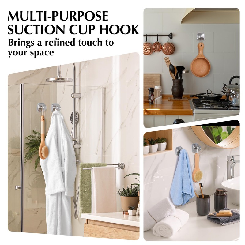 warlve Suction Cup Hooks for Shower - Reusable No-Drill Mounting