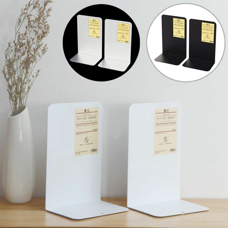 2PCS Heavy Duty Metal Bookends Decorative Book Ends Office Stationery