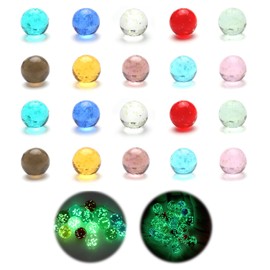 HENGBIRD Glass Marbles, Pack of 20 Super Bright Glow-in-the-Dark Glass Marbles, Multicoloured Polka Dot Marbles, Colourful Glass Marbles for Marble Run, DIY and Home Decoration, Marbles Glass