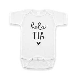 Hola Tia Spanish Surprise Pregnancy Announcement for Aunt - New Baby Announcement Gift for Sister (White)