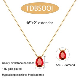 TDBSOQI 18K Gold Plated Birthstone Necklace for Women Dainty Diamond Teardrop Necklaces Emerald Green CZ Pendant Necklaces Birthday Gift for Women Jewelry