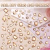 3 Boxes Champagne Gold Nail Rhinestones, White Beige Flatback Pearls
