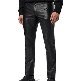 Genuine Leather Pants for Men Bikers Pants 100% Real Lambskin Leather Motorcycle Pants (as1, Waist, Numeric_30, Regular, Black)