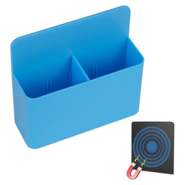 Shpucise Black Magnetic Pen Marker Holder with Adjustable Pad, Remote Control Holder Adjustable Fits Fridge Refrigerator Whiteboard Locker for Office Home School (Blue)