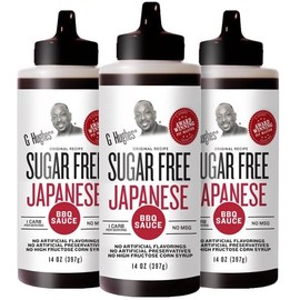 G Hughes Sugar Free Japanese BBQ Sauce - Gluten Free Japanese Barbecue Sauce, Gourmet Asian Marinade for Fish, Meat, Chicken Wings, Stir Fry Vegetables, No Sugar - 14 Fl Oz (Pack of 3)
