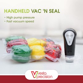 Vacuum Sealer by Vesta Precision - Handheld Vac 'n Seal | Extends Food Freshness | Fast and Powerful Vacuum | Compact Design | Long Battery Life | Works with valved Vacuum Bags, Bottles, and Canisters