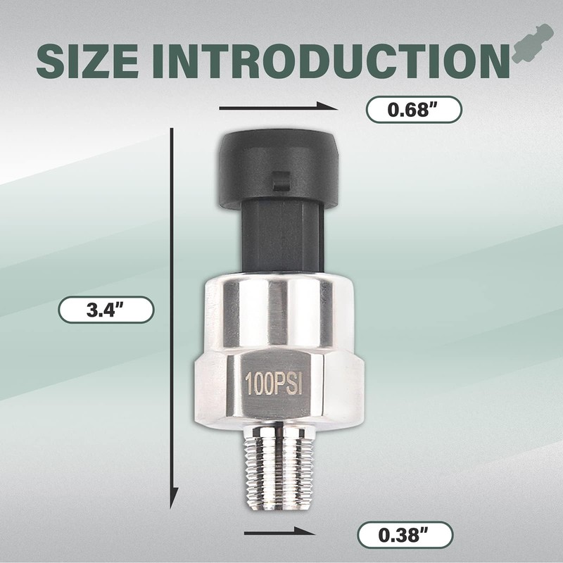 OTUAYAUTO 100 Psi Pressure Transducer Sender Sensor - 1/8" -27