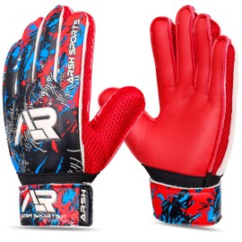 Arsh Sports Soccer Goalie Gloves, Football Goalkeeper Gloves for Kids Youth & Adult Strong Grip Finger Save 4mm Latex Finger Spine Protection (Red, Size 9 Suitable for Size M-L Adult)