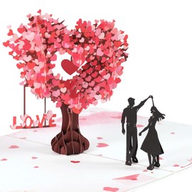 Happy Anniversary Card for Husband and Wife, Heart Tree Pop Up Wedding Anniversary Card Valentines Day Cards for Him or Her, Romantic Greeting Card for Boyfriend, Girlfriend