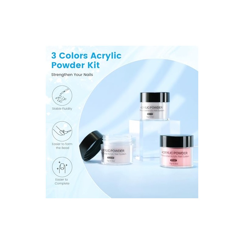 Nail Kit for Beginners with Everything: Professional Acrylic Powder Liquid