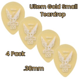 Clayton Ultem Gold Small Teardrop Guitar Picks - .38mm  4 Pack