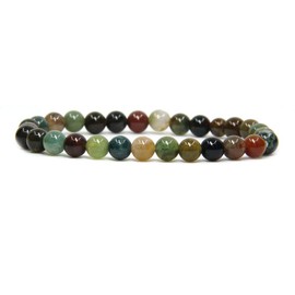 Natural India Agate Gemstone 6mm Round Beads Stretch Bracelet 7" Unisex