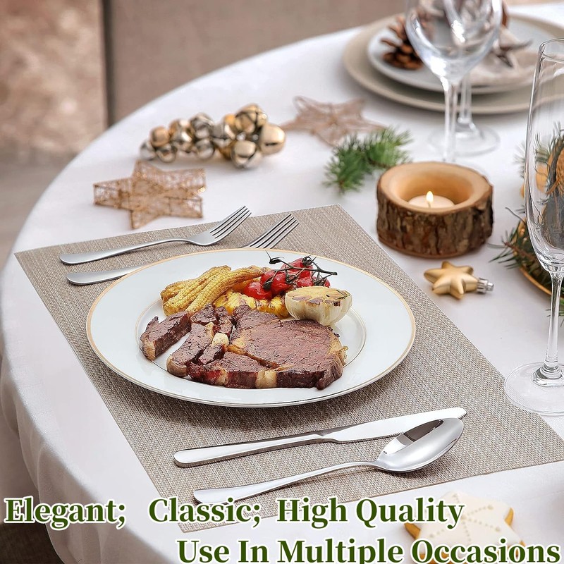 49PCS Silverware Set with Organizer, Stainless Steel Flatware Drawer Cutlery