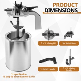 3 Pcs Paint Can Mixing Lid Quart Size Paint Pouring Spout Dispenser with Grip Handle Mix Blade for Stirring Storing Pouring(1 L)