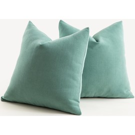 Mandioo Pack of 2 Chenille Cushion Covers Soft Comfortable Durable Throw Pillow Cases for Home Decor Sofa Couch Living Room Bedroom 26 x 26 Inch 65x65 cm Teal