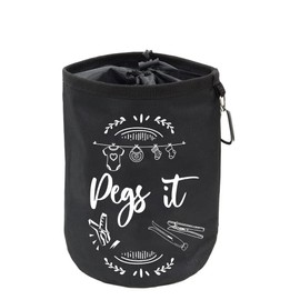 Peg Bag for Washing Line Waterproof and Weatherproof for Securing up to 300 Clothes Pegs for Washing line – Hanging Clothesline Peg Bags - Black (Modern)
