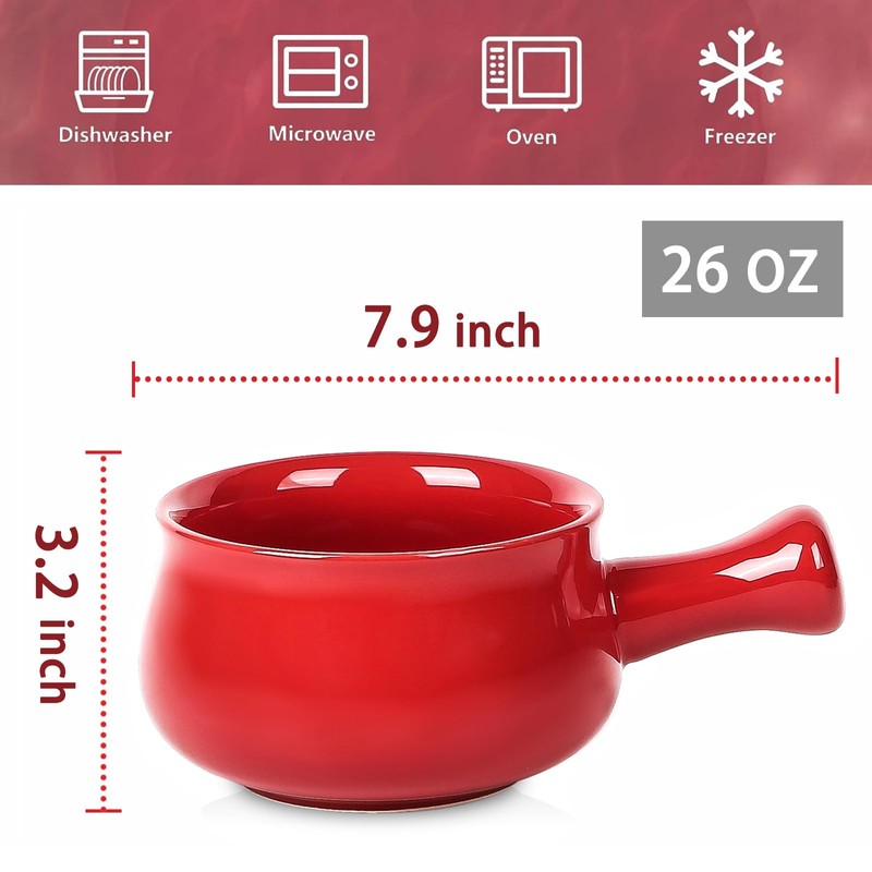 vicrays French Onion Soup Bowls With Handles, 26 Ounce for