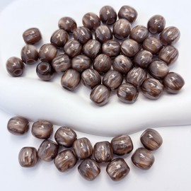Large Hole Resin Beads 50Pcs 12 x 12mm Colorful Jumbo Hair Beads for Braids with 5mm Hole Craft Supplies for Jewelry Making Pens Bracelets Gifts (Dark Brown)