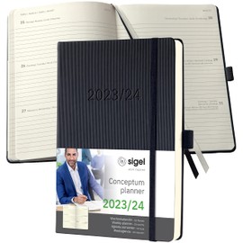 SIGEL C2401 Conceptum Weekly planner 2023/2024, approx. A5, approx. A5, Black, hardcover, 2 pages equal to 1 week, 256 pages