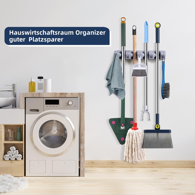 Kiemeu Broom Holder Wall Broom Holder Mop Holder Broom and