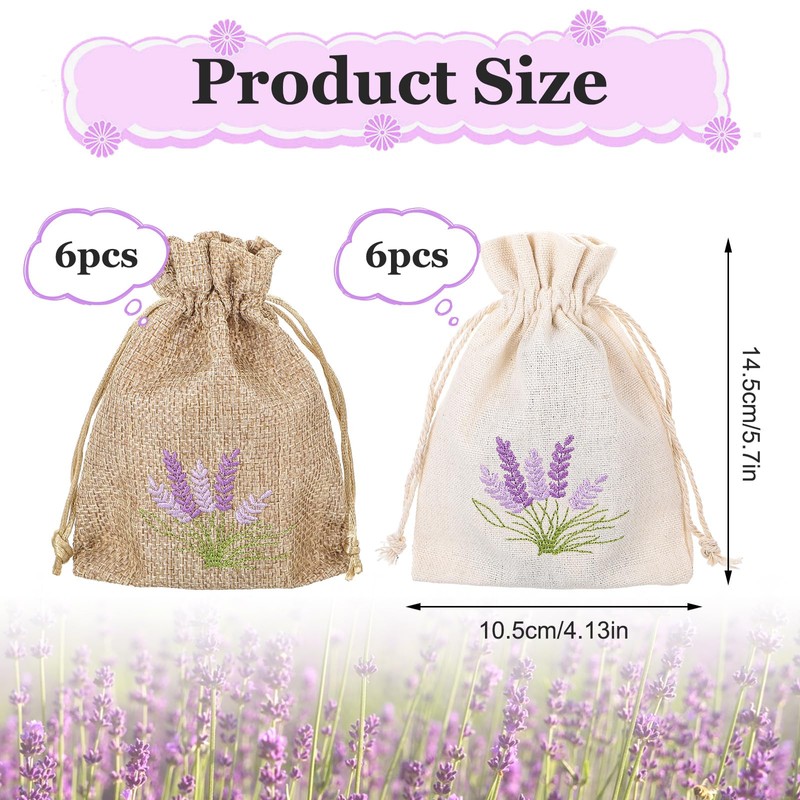 AOZUO 12 PCS Lavender Bags, Sachet Empty Bags Small Jute