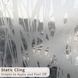 ChicSkin Modern Botanical Etched Glass Window Privacy Film, Thickened Semi-Transparency White Window Film Decorative for Living Room, Shadow Wildflower Cling 15.74"X32.28"X2PCS