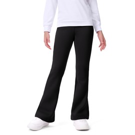 BOOPH Girls Fleece Lined Leggings Winter Flare Leggings Casual Warm Bell Bottom Pants for Teen Girls Black 13-14 Years