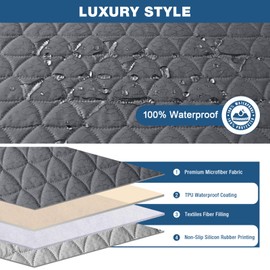 TAOCOCO 100% Waterproof Recliner Cover - Recliner Cover with Non-Slip Granule, Recliner Chair Covers with Elastic Band, Recliner Chair Covers for Reclining Chair(Dark Grey, Medium-25'')