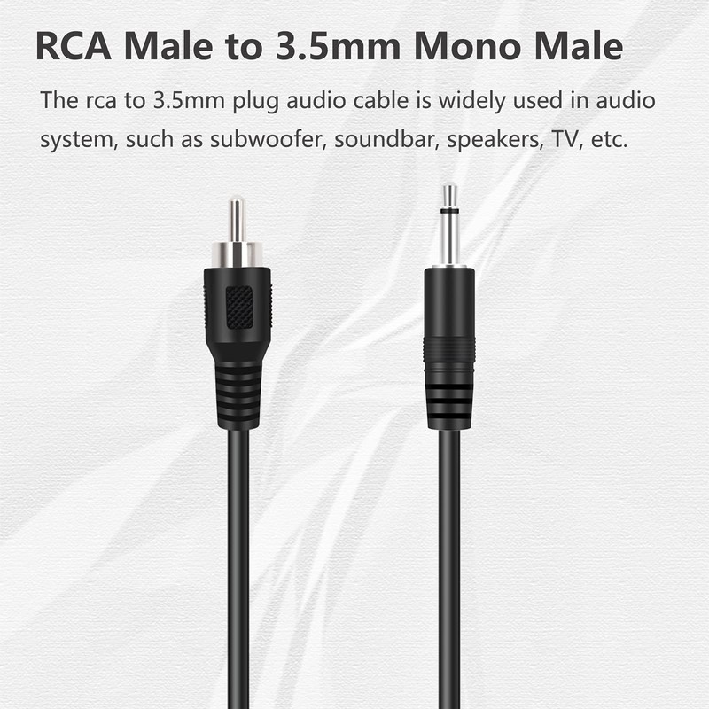 Bolvek 3ft RCA Male to 3.5mm 1/8 inch Monaural Mono