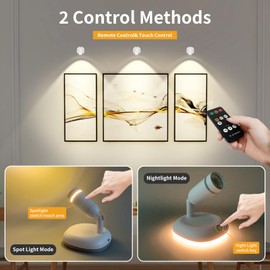 LEASTYLE 3CCT Rechargeable Spotlight with Dual lighting Wall Art Spotlight Featuring Led Spot Lights , Touch and Remote Controlled, Brightness Dimmable and Timer Lights for Plants Indoor