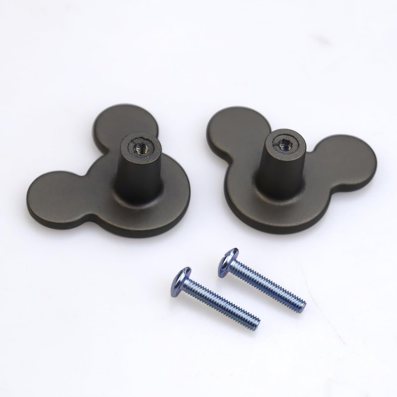 2 Pack Metal Mouse Cabinet Knobs with Screws for Dresser