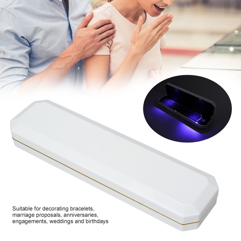 LED Lighted Jewelry Gift Box Rings Bracelet Tray Display Storage