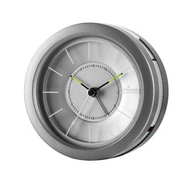 Atrium moderner Design Wecker Analog Quarz ohne Ticken mit Licht und Snooze Grau Silber Rund A106-4