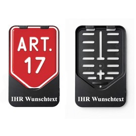 1 x License Plate Holder for Moped and Moped Cars (Suitable for Austria Standard Number Plate in Format 150 x 115 mm) with Desired Text White Direct Printed with UV Digital Print (with Desired Text)