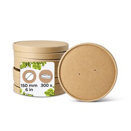 BIOZOYG Cardboard Lid Soup Cups Pack of 50 Diameter 185 mm White Soup Tureen with Lid Coated Disposable Cardboard Lid Membrane Lid for Soup Bowl to Go Salad Bowl Terrine Air Holes Takeaway