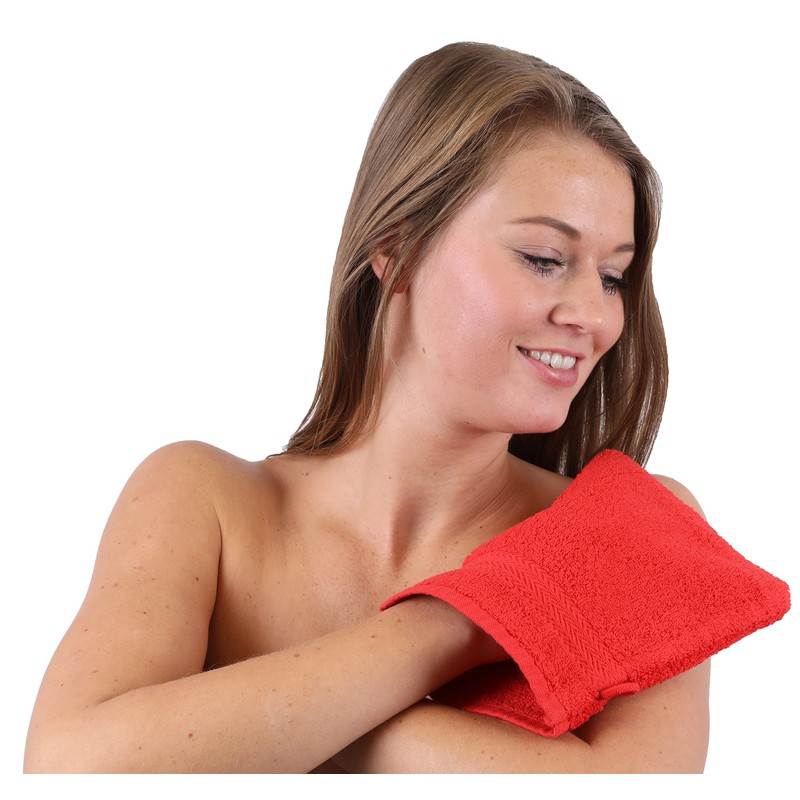 10 Piece Set Wash Mitts Premium Colour: red and anthracite,