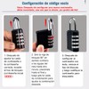 Candado de combinación 4 dígitos, 2 piezas negro y plata