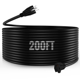 Relaxweex 200 Foot 3 Prong Vinyl Extension Cord 16/3 Heavy Duty Extension Cord with Multiple Outlets 3 Prong 10A 1250W 16AWG SJTW Weatherproof Outdoor & Indoor Power Cable for Lawn Office