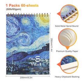 9 x 12 inches Sketch Book, Top Spiral Bound Sketch Pad, 1 Pack 60-Sheets (68lb/100gsm), Acid Free Art Sketchbook Artistic Drawing Painting Writing Paper for Kids Adults Beginners Artists, The Harvest