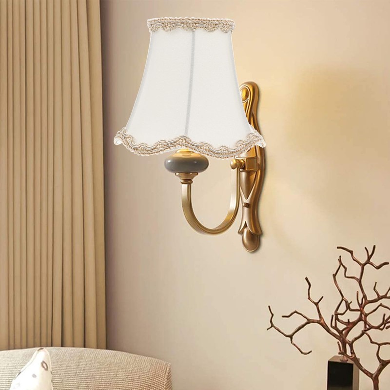 Baluue Cream Scalloped Gallery Medium Bell Lamp Shade, 5.3" Fabric