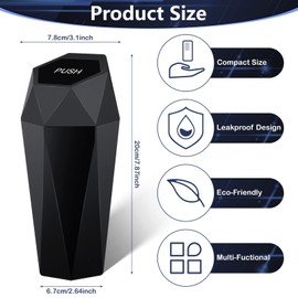 MICHIHOMIE 2 Packs Car Bin with Lid, Portable Car Trash Can with 4 Roll Trash Bags, Leakproof Vehicle Trash Can for Front Back Seat, Mini Trash Bin for Car Home Office