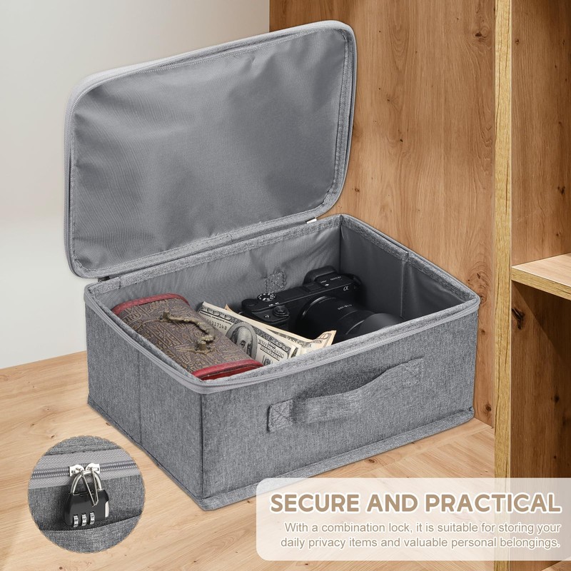 MICHIHOMIE Lockable Box, Storage Box with Lid Fabric, Box with